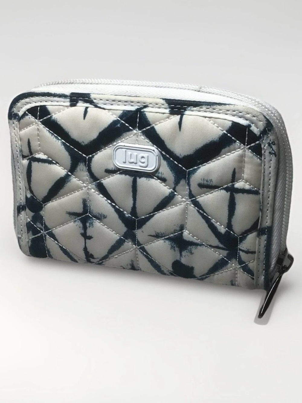 lug Quilted Zip Wallet in Cream and Black Pattern